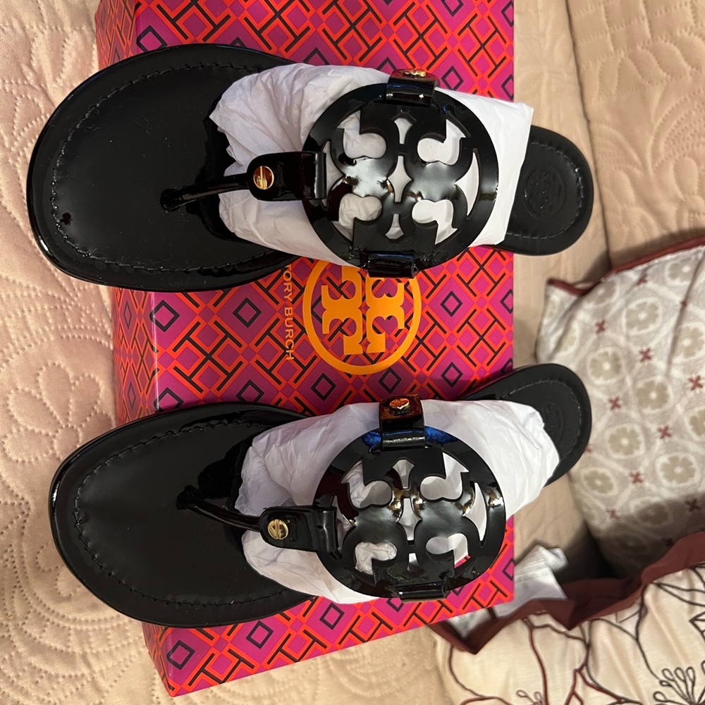 Tory Burch Black Logo Sandals